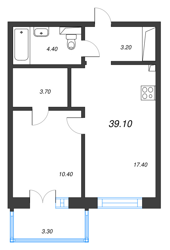 2 ккв (Евро) 39,1 м²