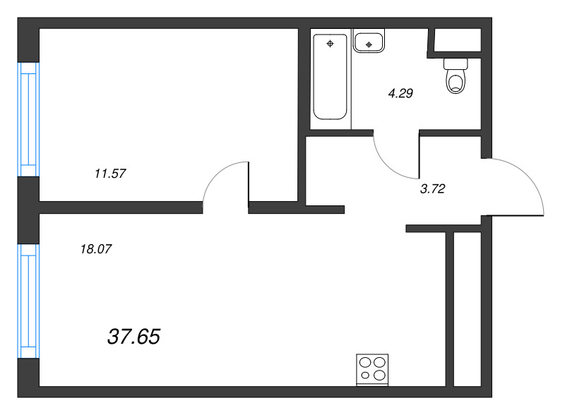 2 ккв (Евро) 37,7 м²