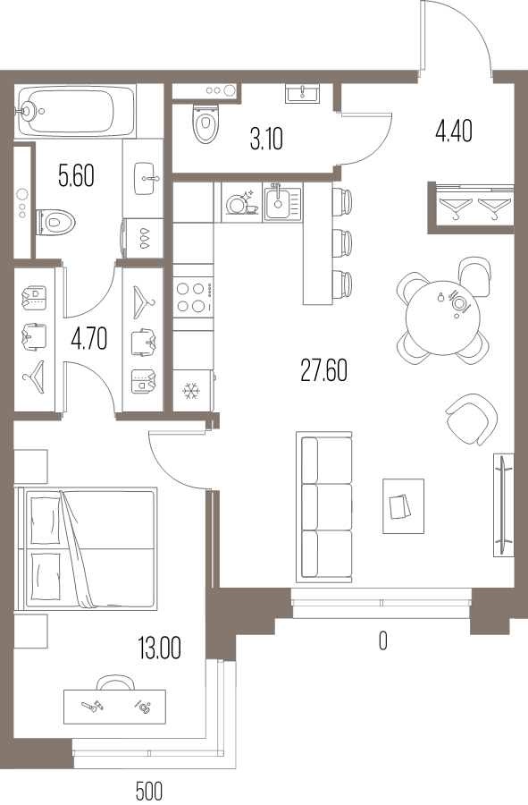 2 ккв (Евро) 58,4 м²