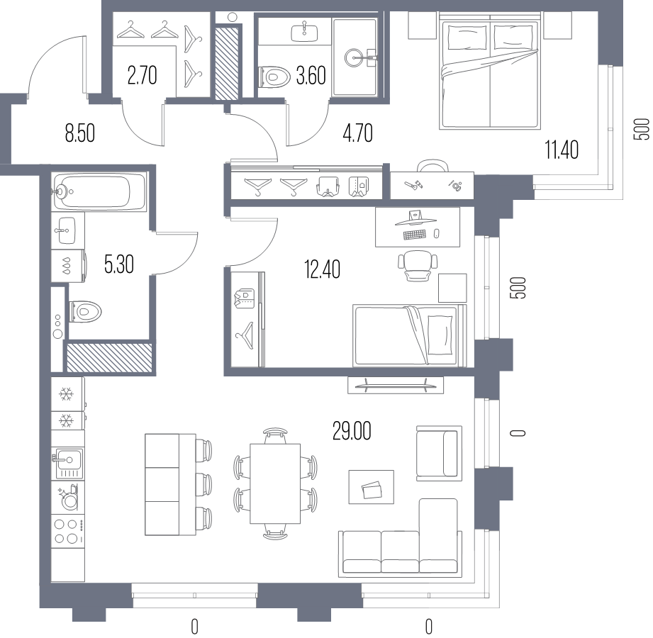 3 ккв (Евро) 77,6 м²