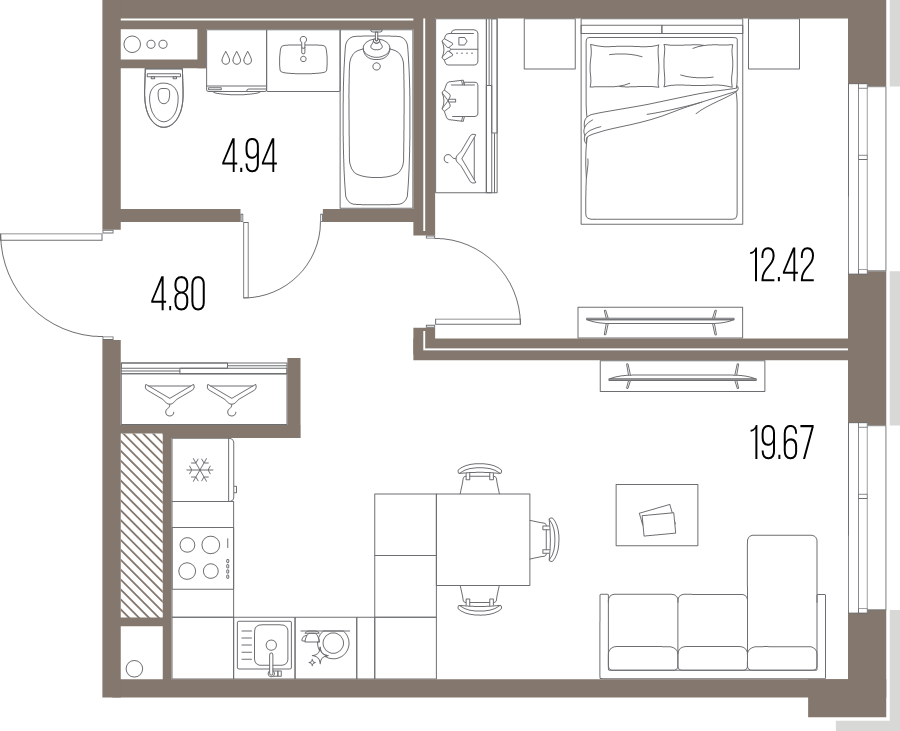 2 ккв (Евро) 41,8 м²