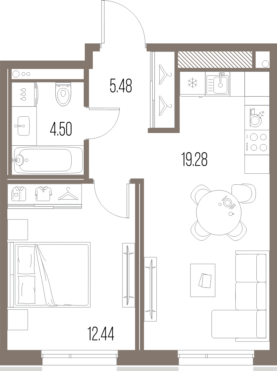 2 ккв (Евро) 41,7 м²