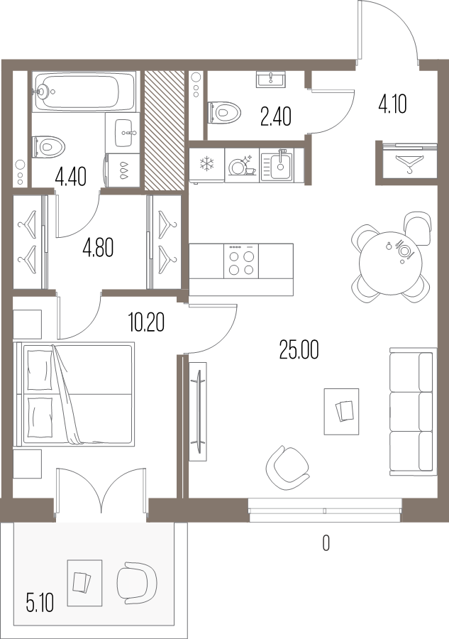 2 ккв (Евро) 50,9 м²