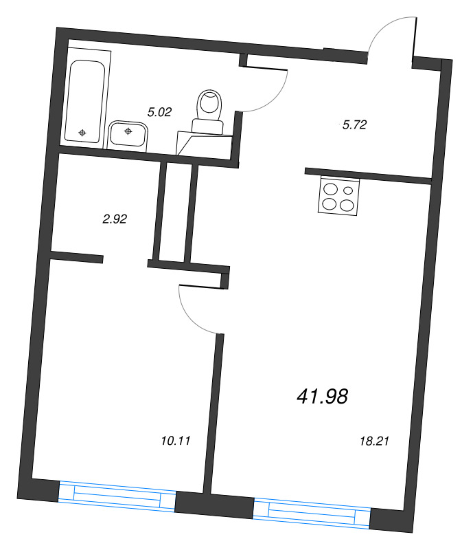 2 ккв (Евро) 42 м²