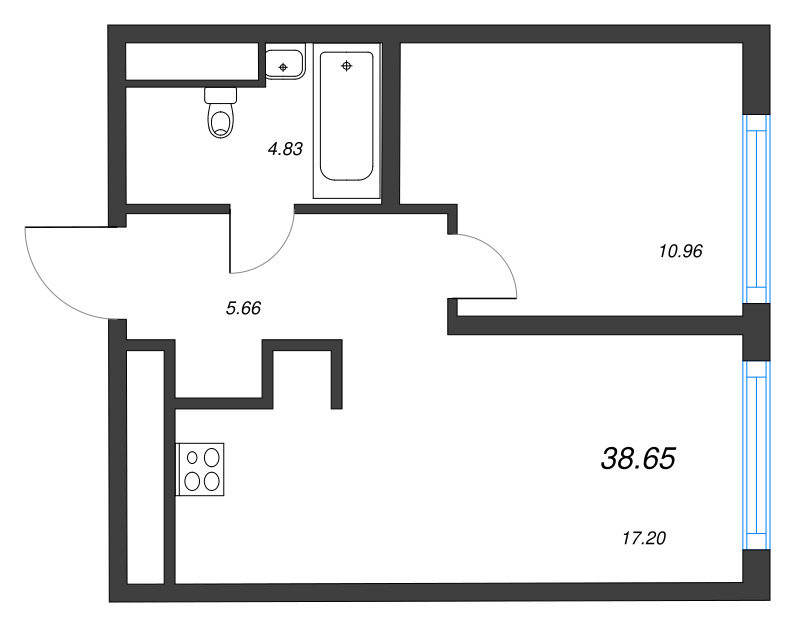 2 ккв (Евро) 38,7 м²