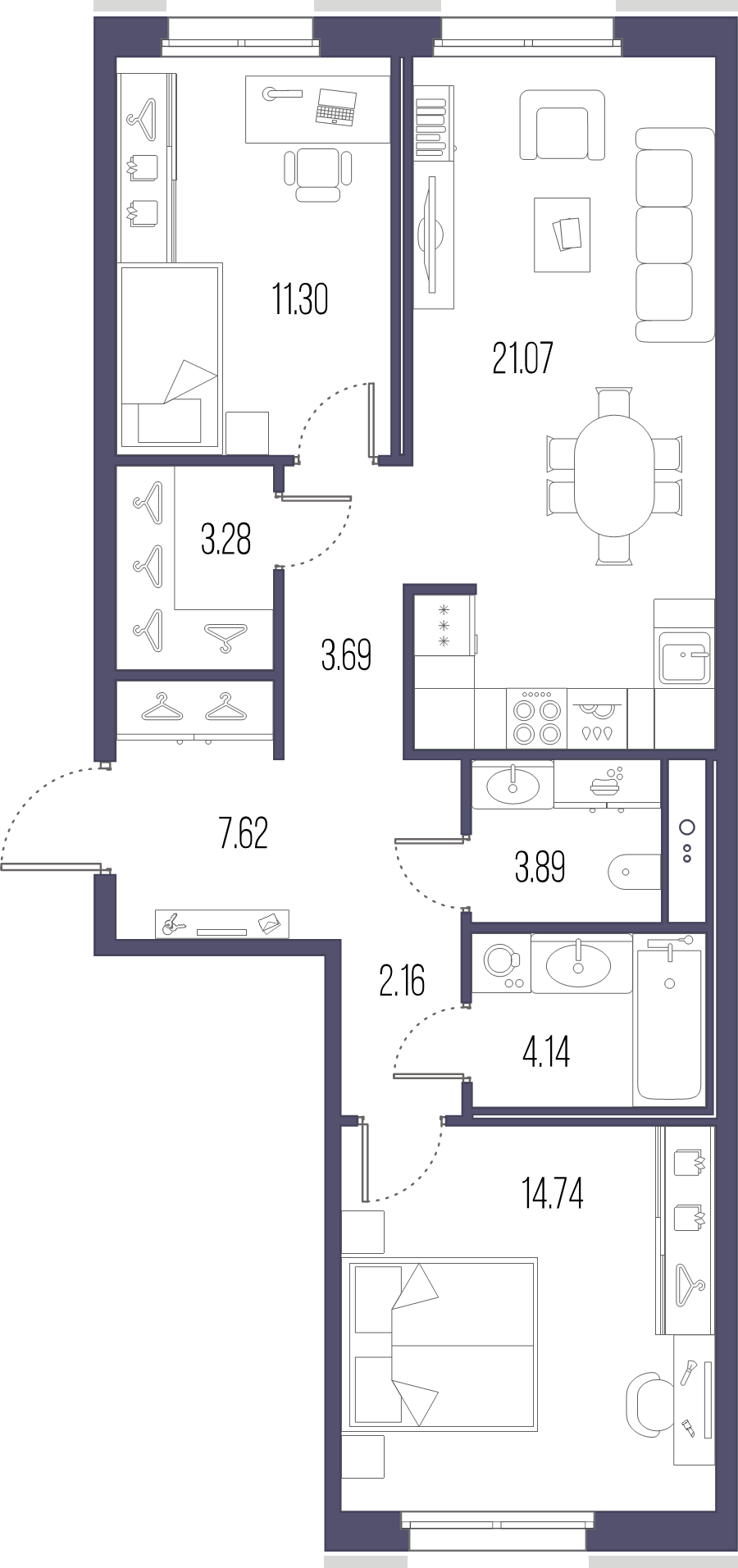 3 ккв (Евро) 70,8 м²