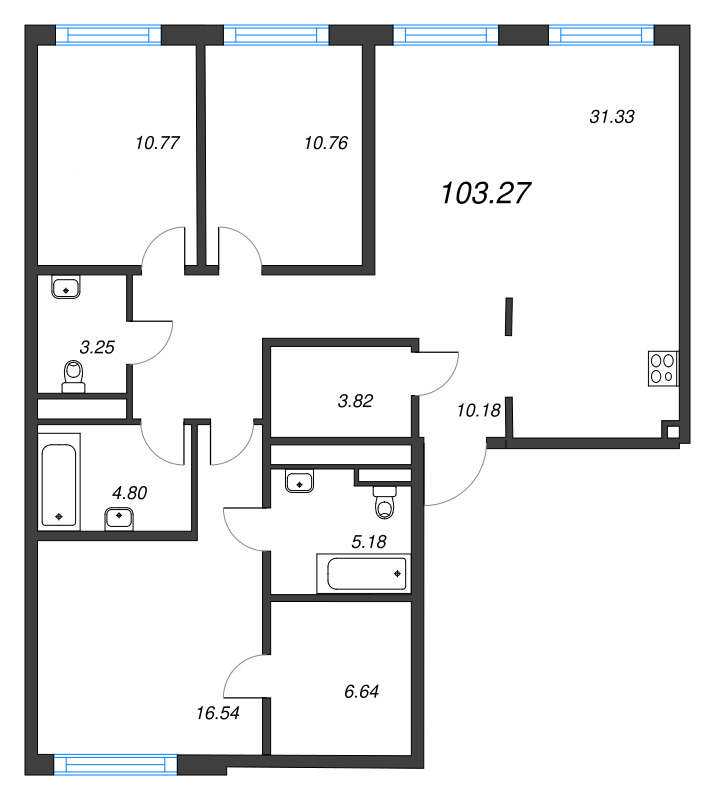 4 ккв (Евро) 103,3 м²