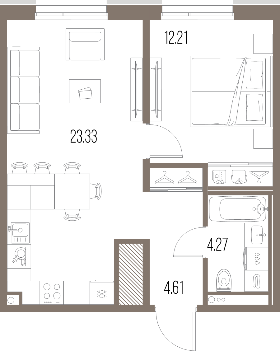 2 ккв (Евро) 44,4 м²