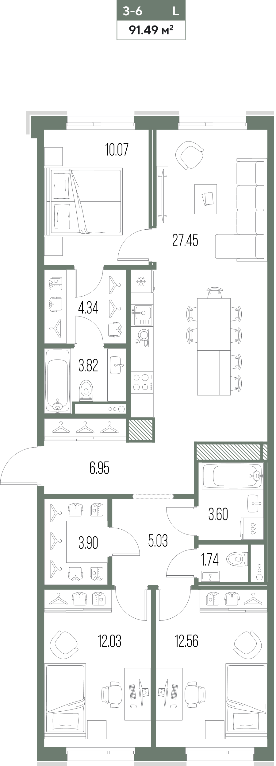 4 ккв (Евро) 91,5 м²