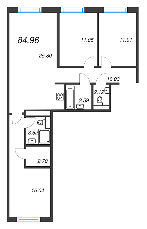 4 ккв (Евро) 85 м²