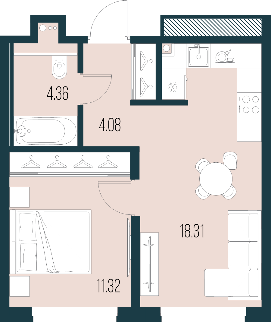 2 ккв (Евро) 38,1 м²