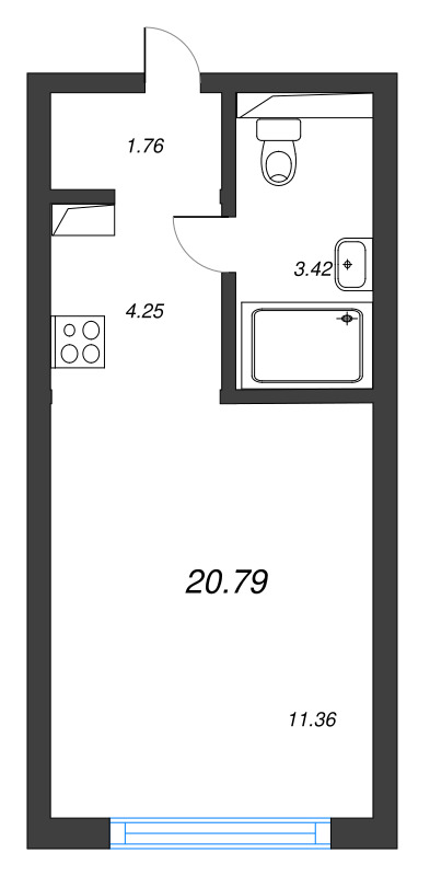 Студия 20,8 м²