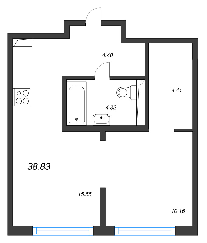 2 ккв (Евро) 38,8 м²