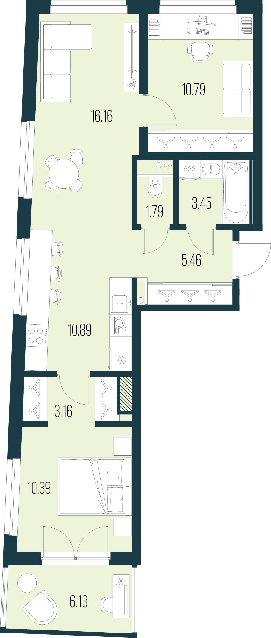 3 ккв (Евро) 62,1 м²