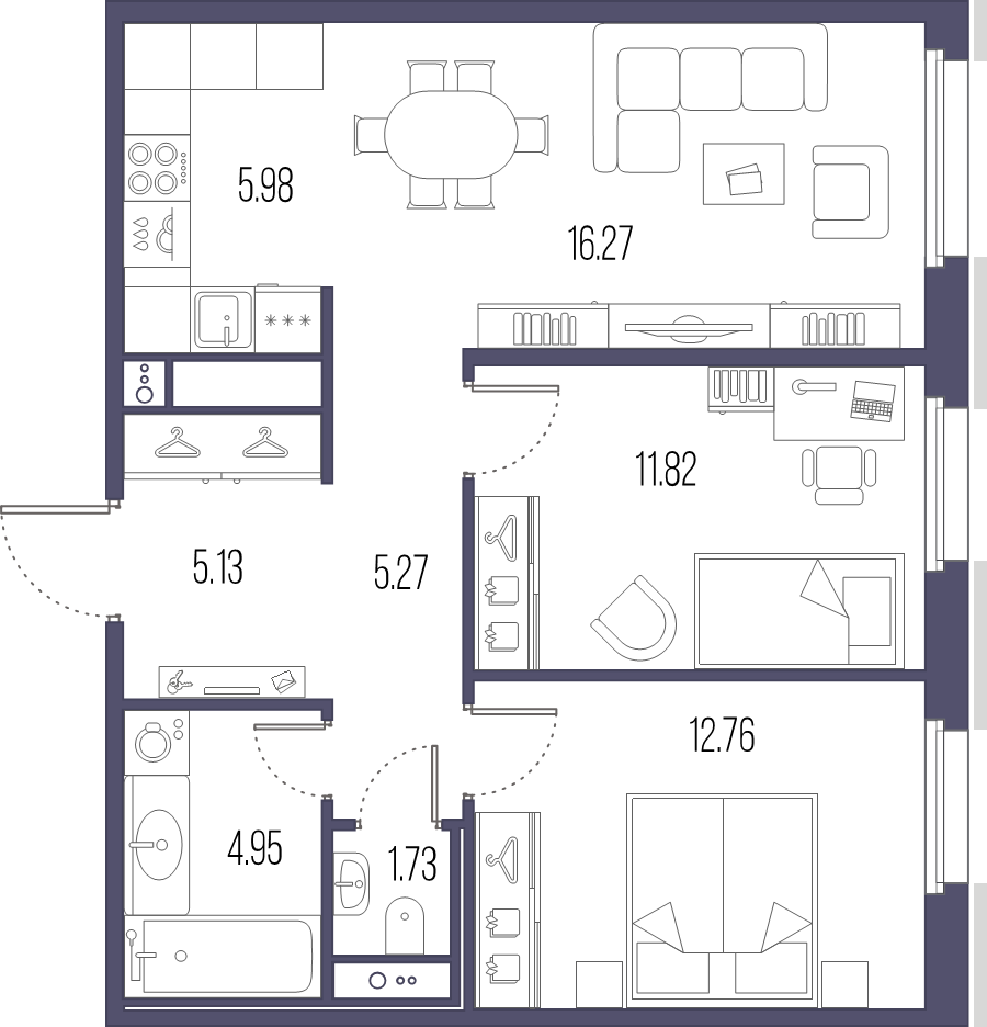 3 ккв (Евро) 64,9 м²
