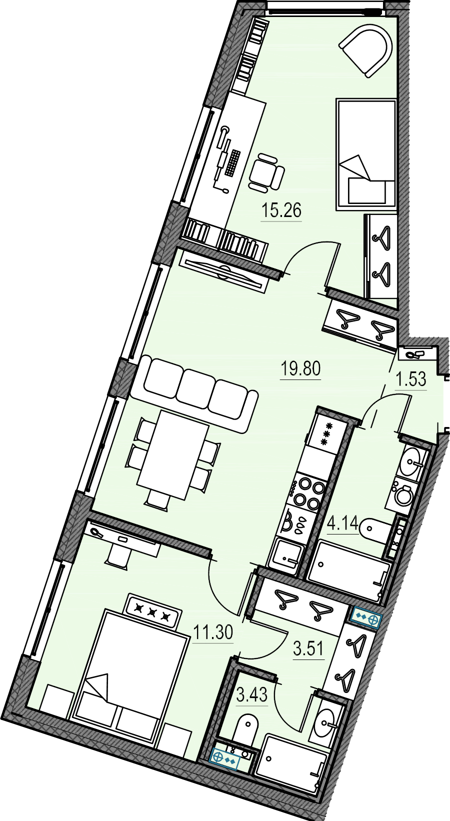 3 ккв (Евро) 57,5 м²