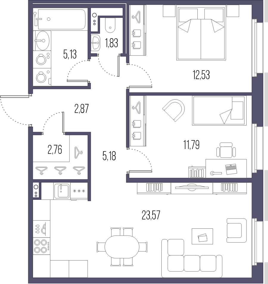 3 ккв (Евро) 66,6 м²