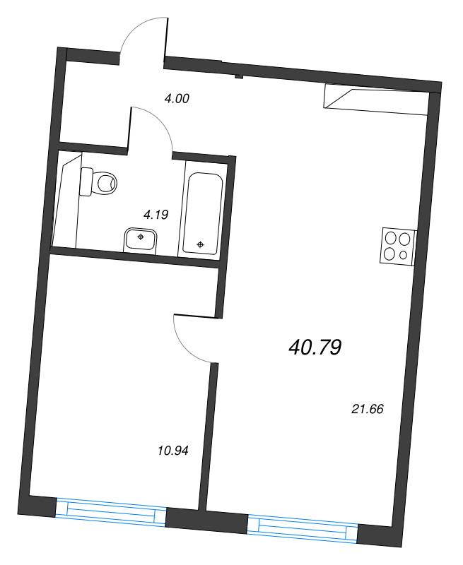 2 ккв (Евро) 40,8 м²