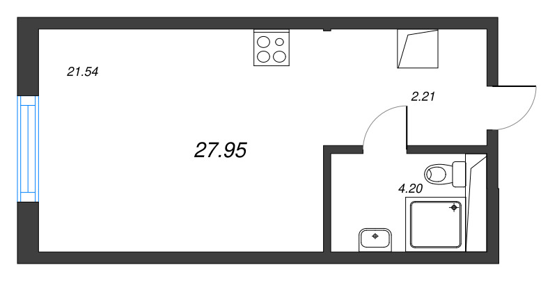 Студия 28 м²
