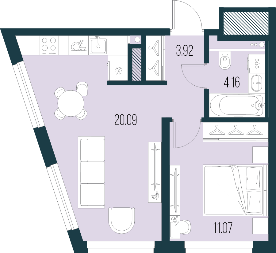 2 ккв (Евро) 39,2 м²