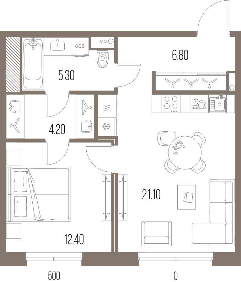 2 ккв (Евро) 49,8 м²