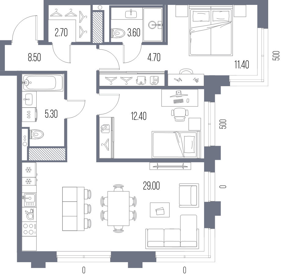 3 ккв (Евро) 77,6 м²