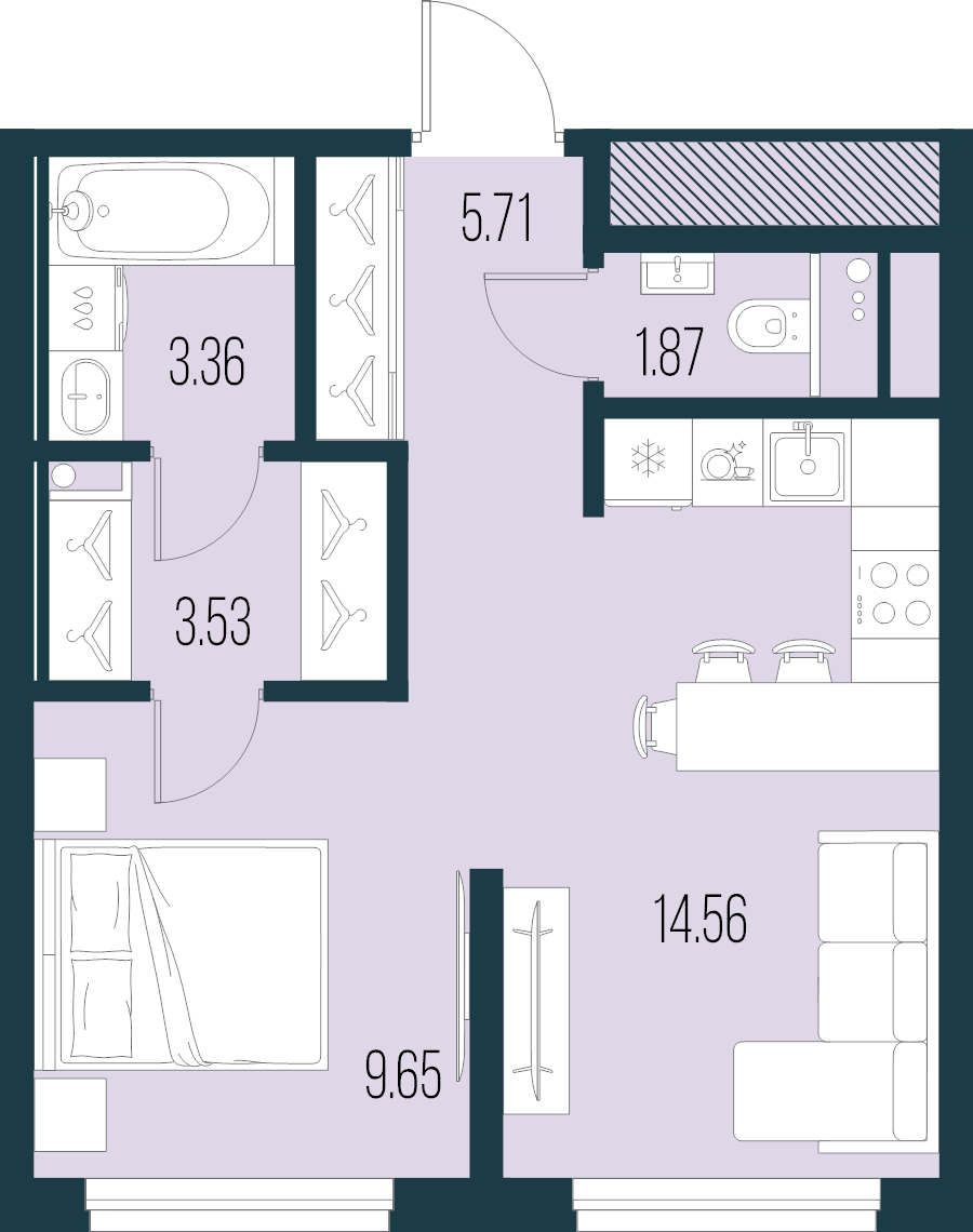 2 ккв (Евро) 38,7 м²