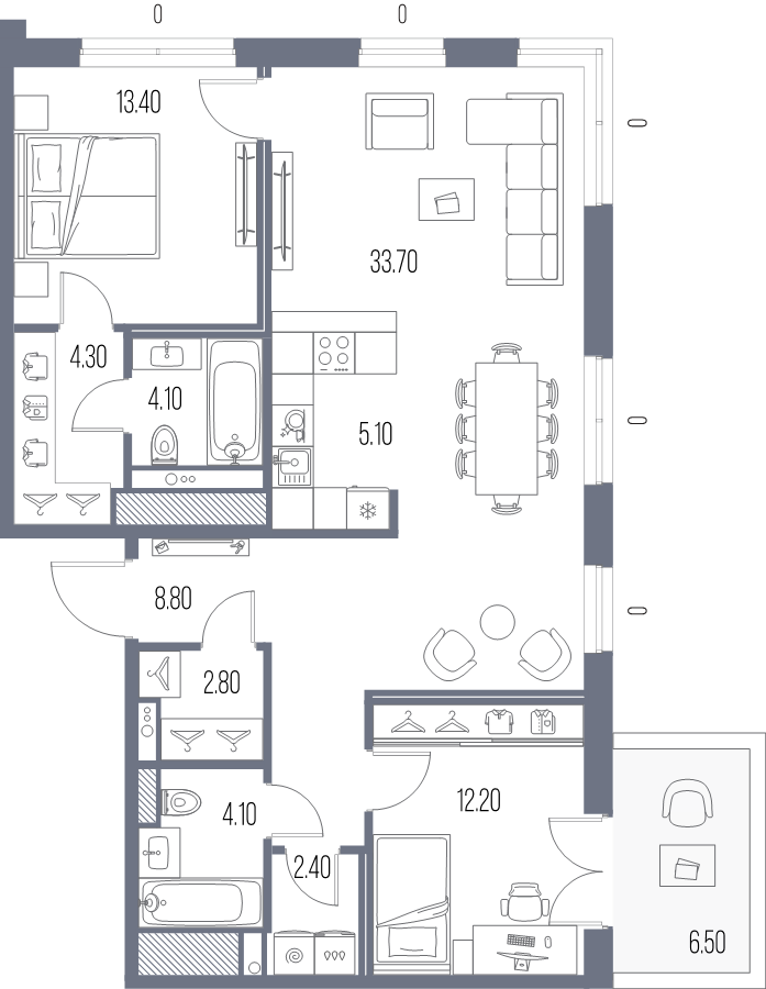 3 ккв (Евро) 90,9 м²