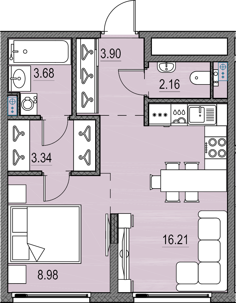 2 ккв (Евро) 38,3 м²