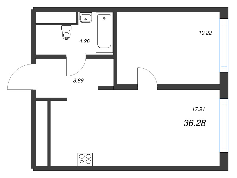 2 ккв (Евро) 36,3 м²