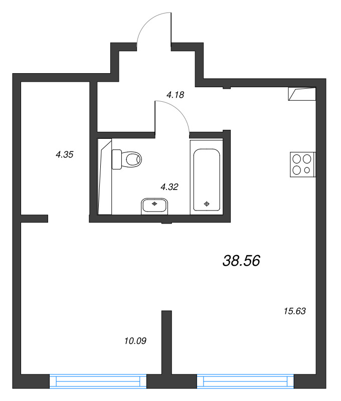 2 ккв (Евро) 38,6 м²