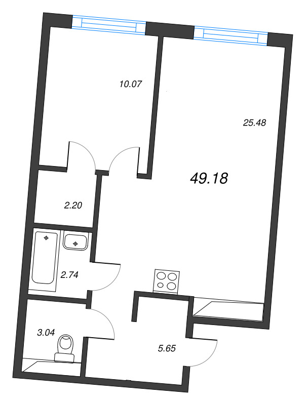 2 ккв (Евро) 49,2 м²