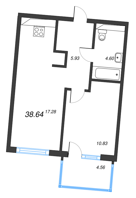 2 ккв (Евро) 38,6 м²