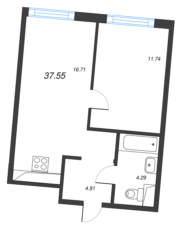 2 ккв (Евро) 37,6 м²