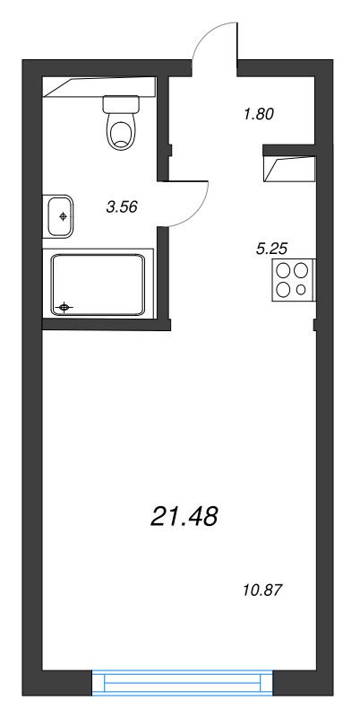 Студия 21,5 м²