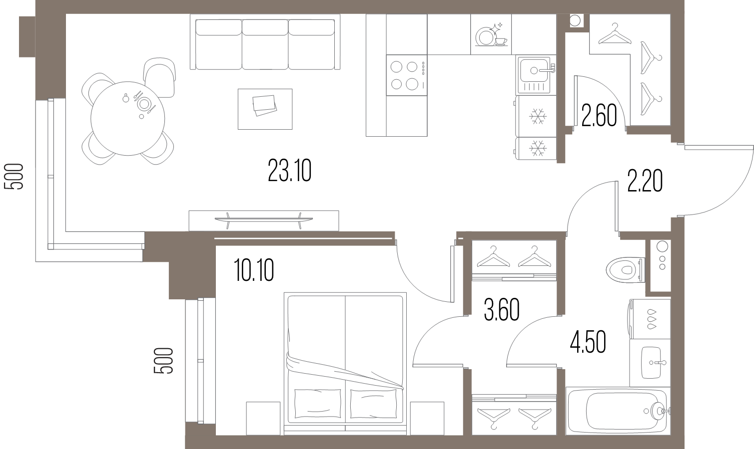 2 ккв (Евро) 46,1 м²