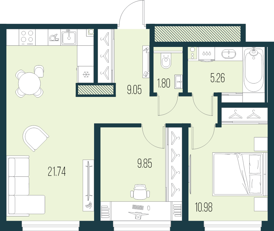 3 ккв (Евро) 58,7 м²
