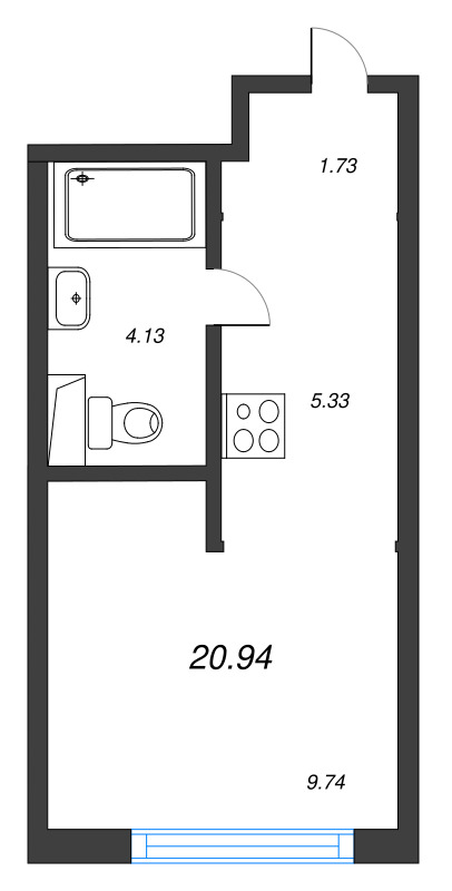 Студия 20,9 м²