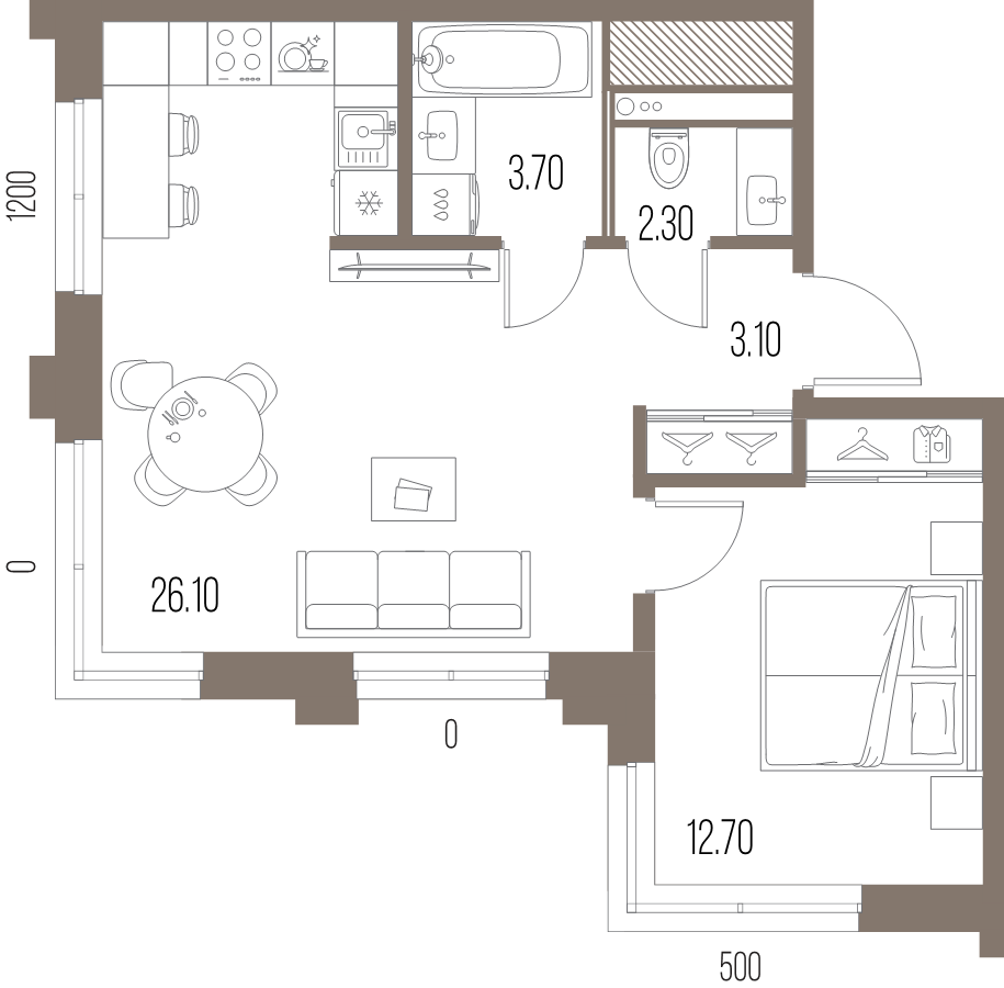 2 ккв (Евро) 47,8 м²