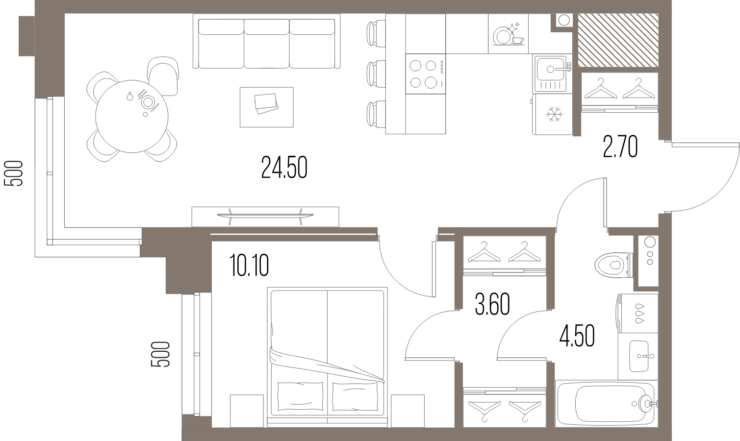2 ккв (Евро) 45,4 м²