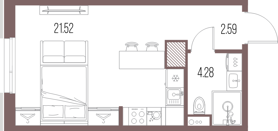 Студия 28,4 м²