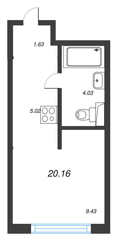 Студия 20,1 м²