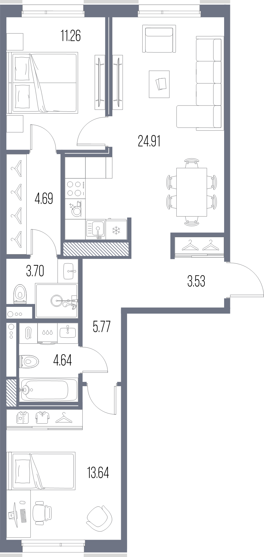 3 ккв (Евро) 72,1 м²