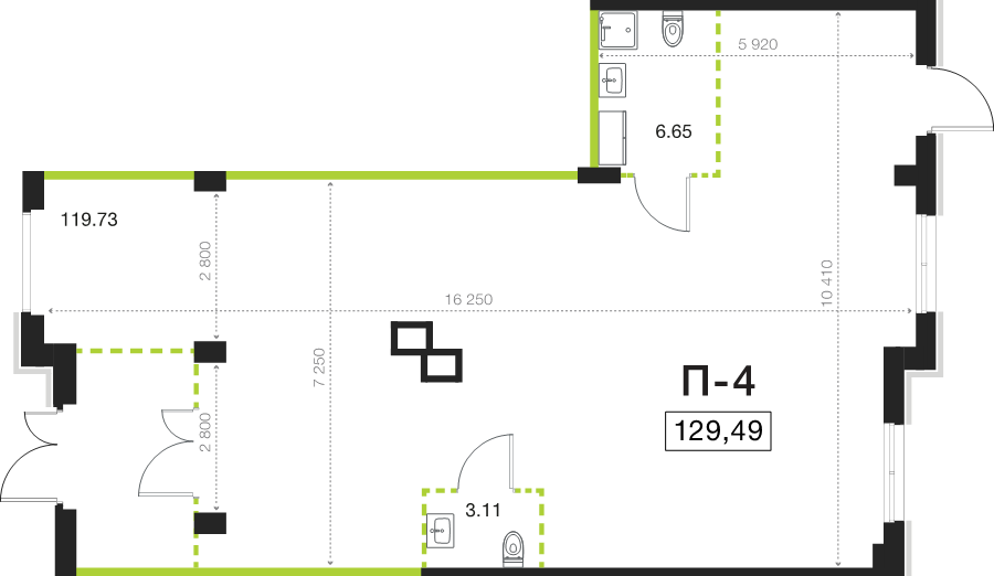 К. пом 129,5 м²