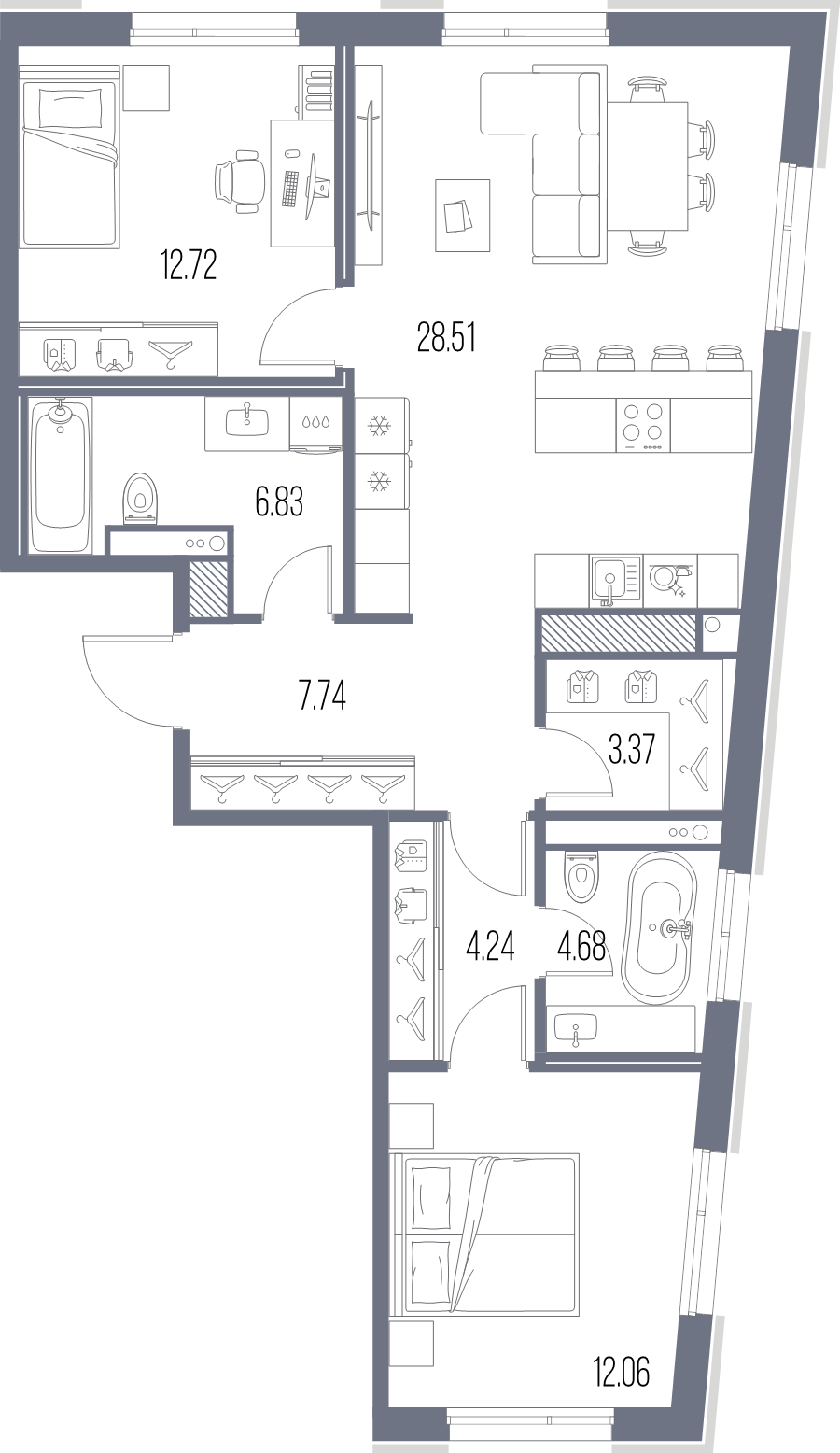 3 ккв (Евро) 80,2 м²