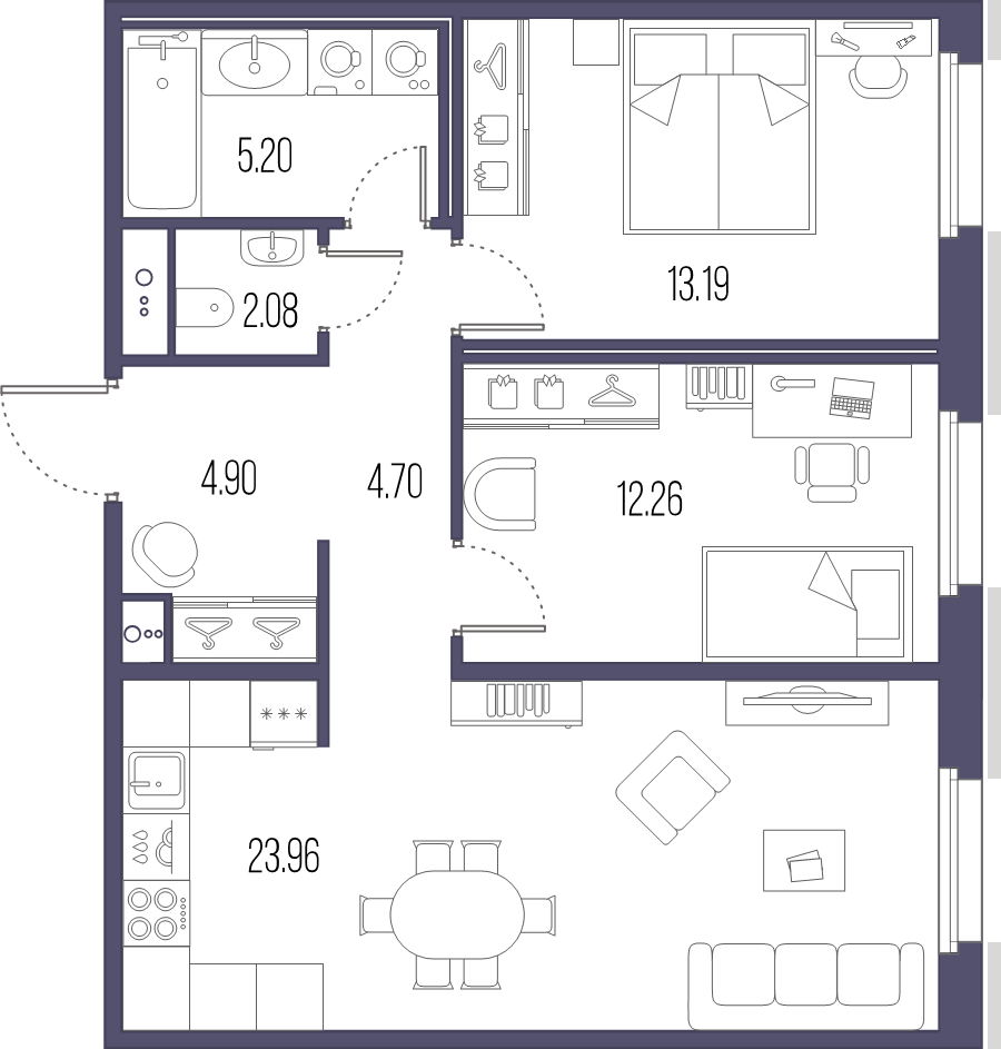 3 ккв (Евро) 66,3 м²