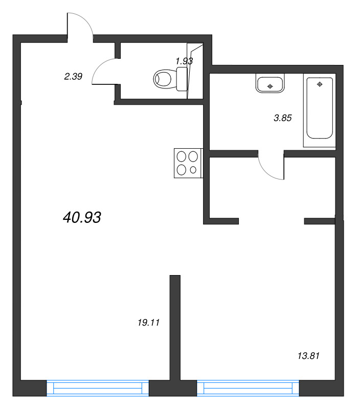 2 ккв (Евро) 40,1 м²
