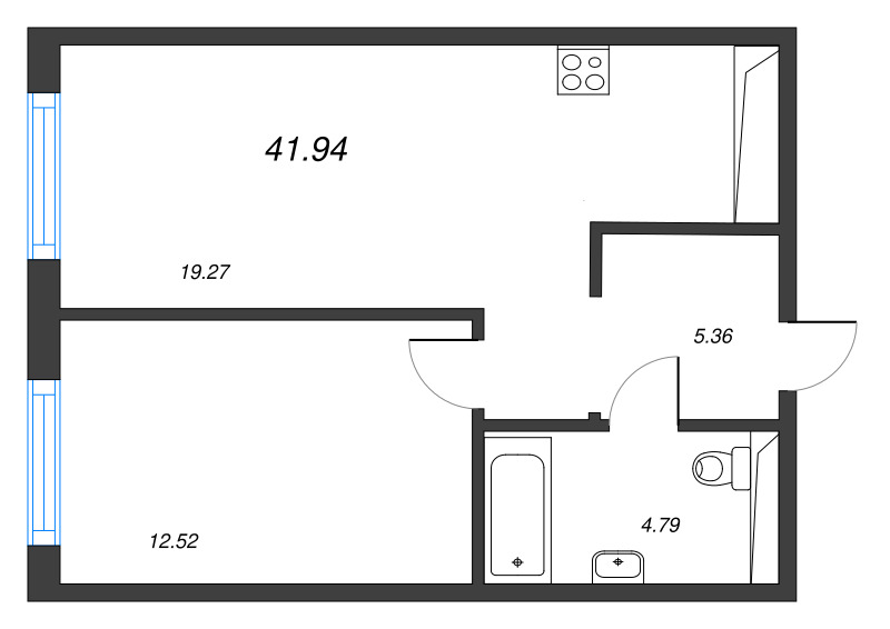 2 ккв (Евро) 41,9 м²