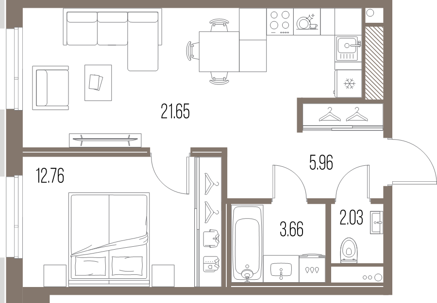 2 ккв (Евро) 46,1 м²