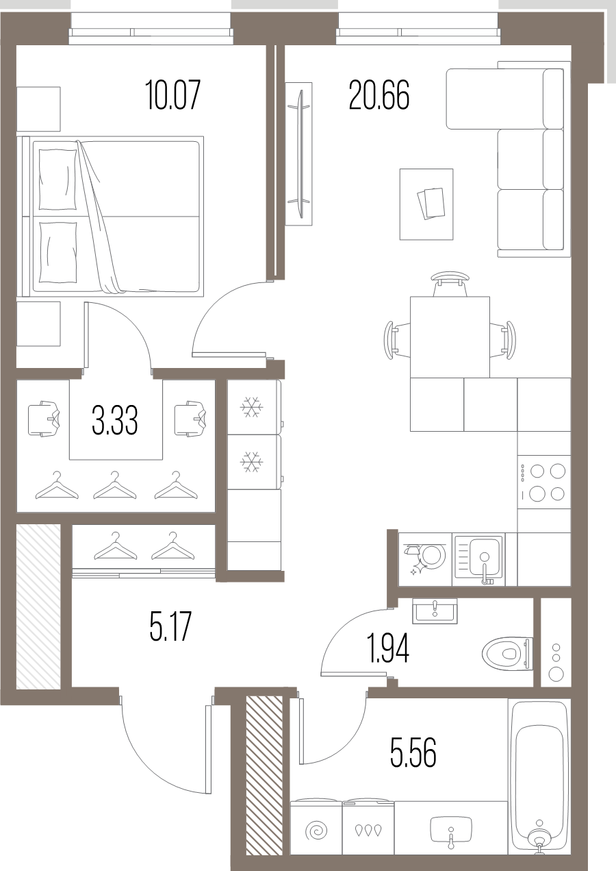 2 ккв (Евро) 46,7 м²